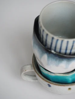 Krus Og Kopper (kaffe Og Te)^SERAMIKKU Blåstribet krus uden hank