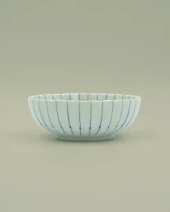 Mellem Skåle (matcha, Ris, Morgenmad)^SERAMIKKU Hvid skål med tynde blå striber