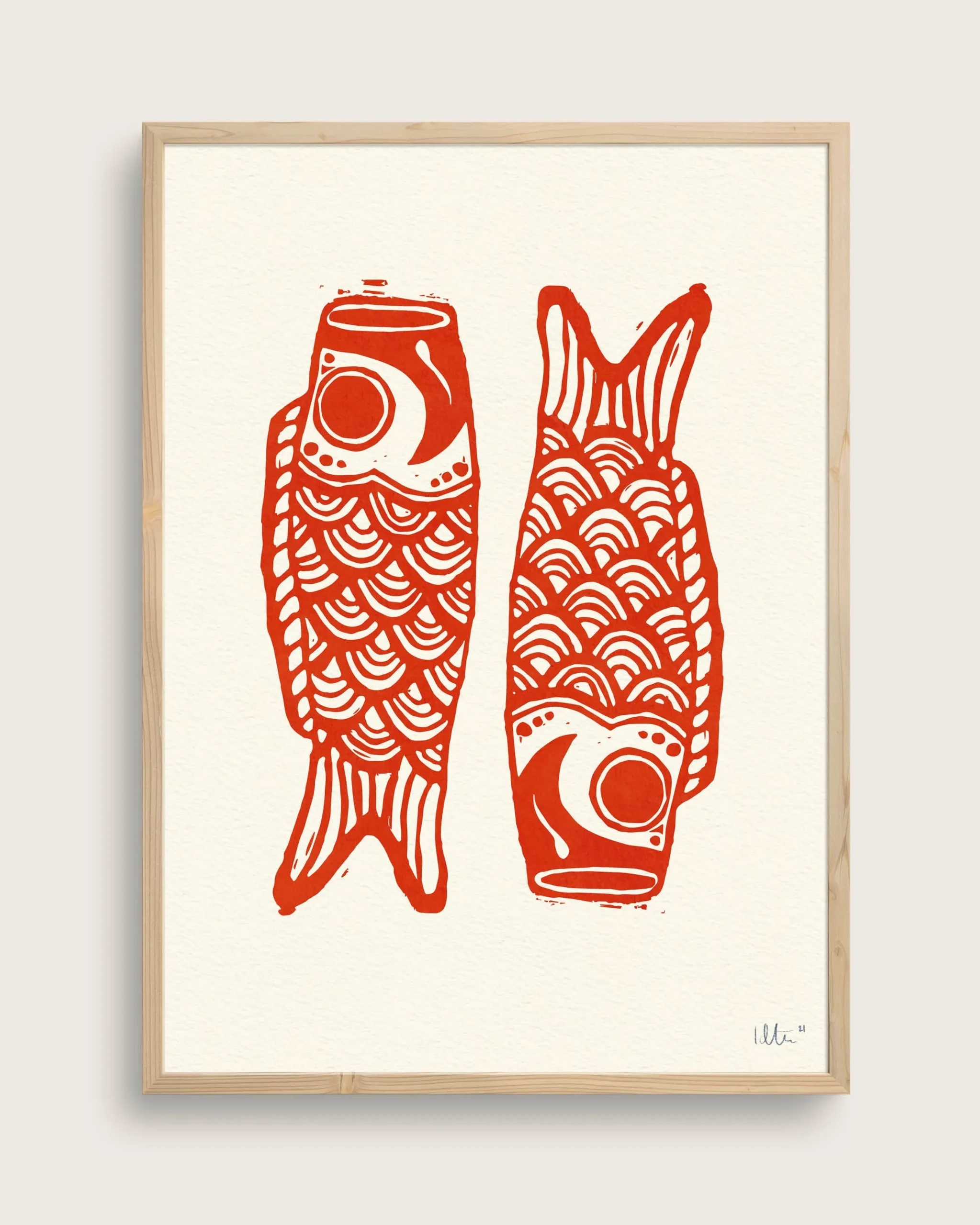 Fars Dags Gave|Linoleumstryk^SERAMIKKU Koinobori (linoleumstryk) (2. sortering)