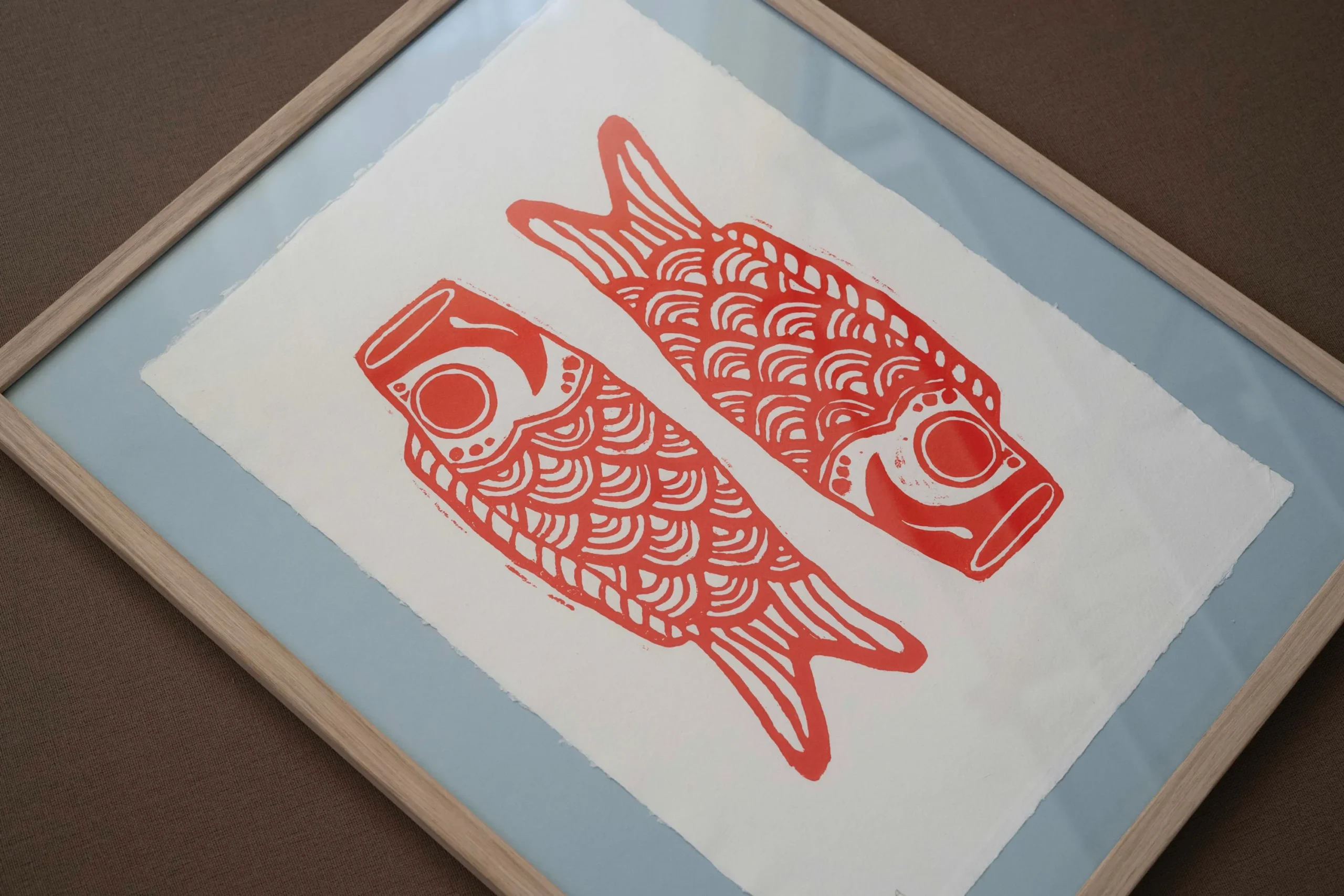 Fars Dags Gave|Linoleumstryk^SERAMIKKU Koinobori (linoleumstryk) (2. sortering)