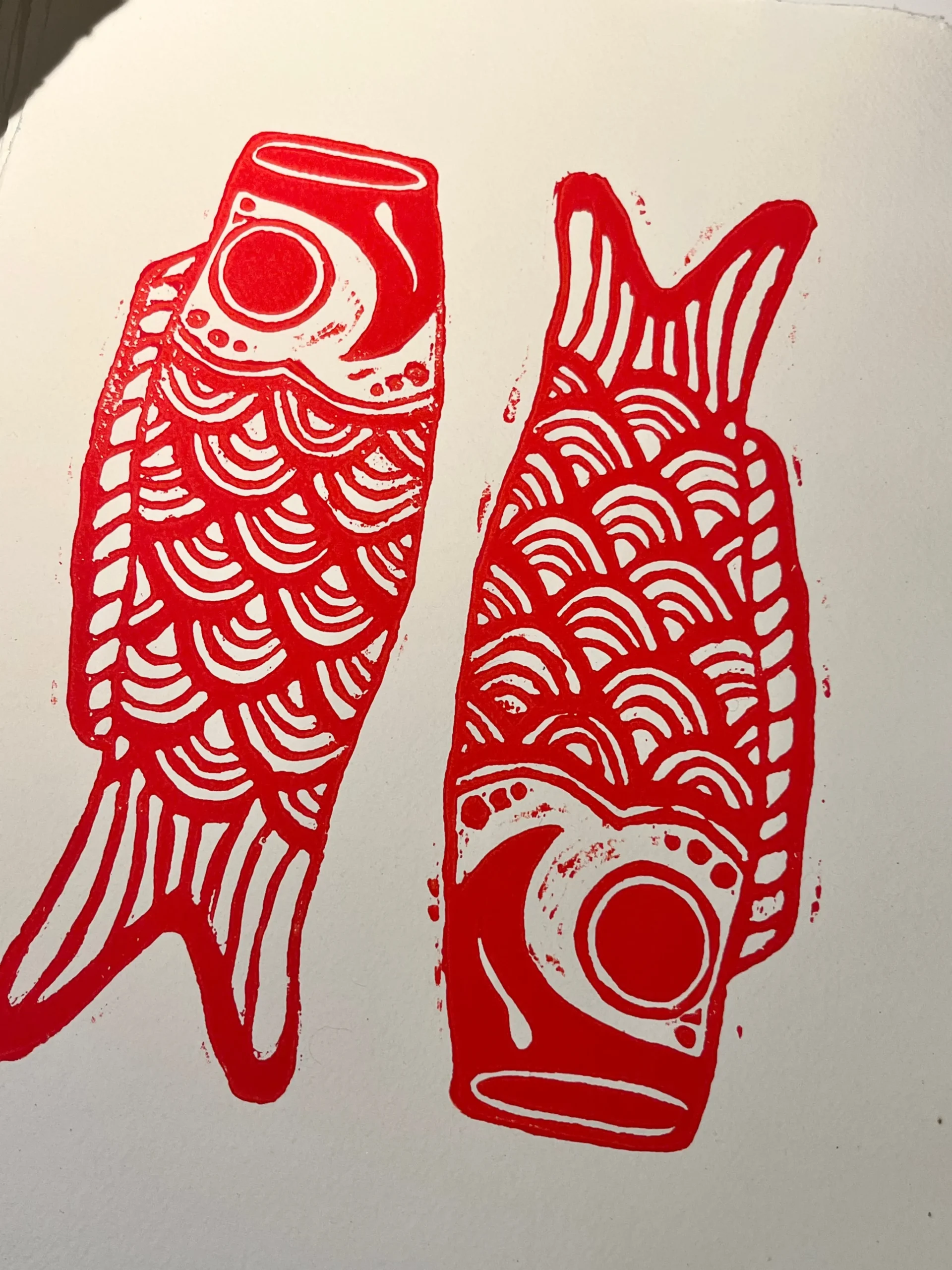 Fars Dags Gave|Linoleumstryk^SERAMIKKU Koinobori (linoleumstryk) (2. sortering)