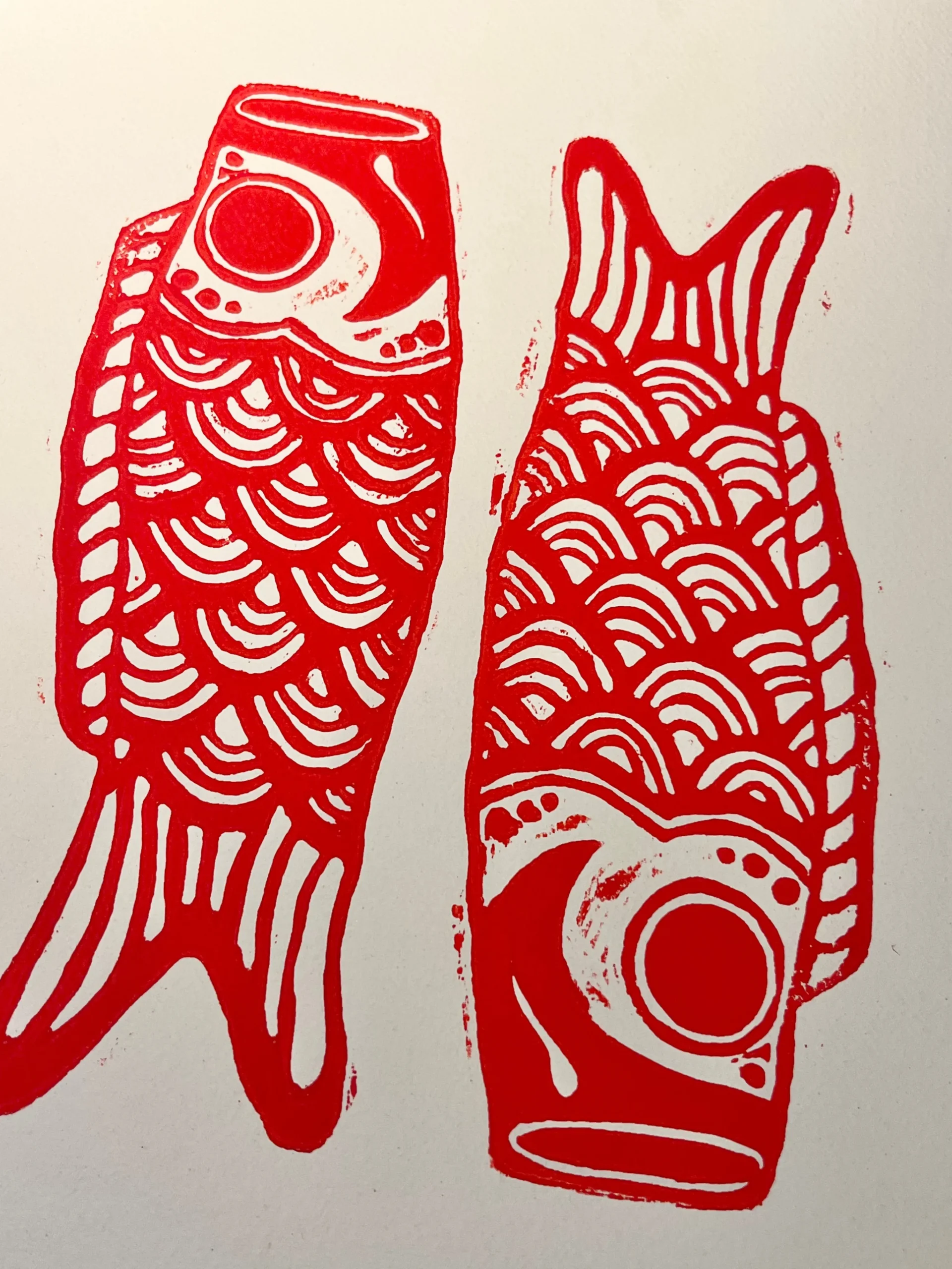 Fars Dags Gave|Linoleumstryk^SERAMIKKU Koinobori (linoleumstryk) (2. sortering)