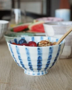 Mors Dags Gave|Mellem Skåle (matcha, Ris, Morgenmad)^SERAMIKKU Risskål med brede håndmalede striber